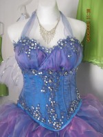 vestido de quince azul con morado